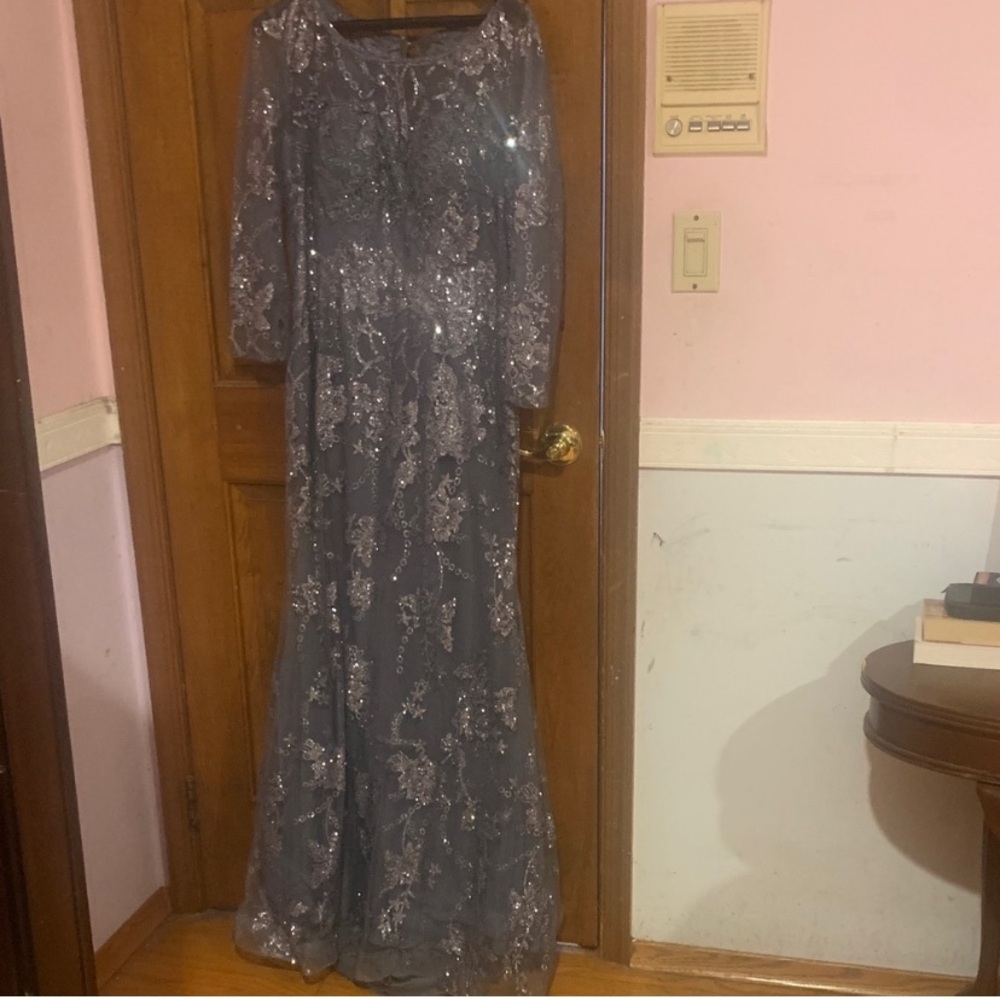 Camille La Vie Silver Embellished Gown